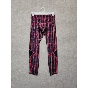 Under Armour Compression Yoga Pants Womens L Red Black Heat Gear Ankle Zip